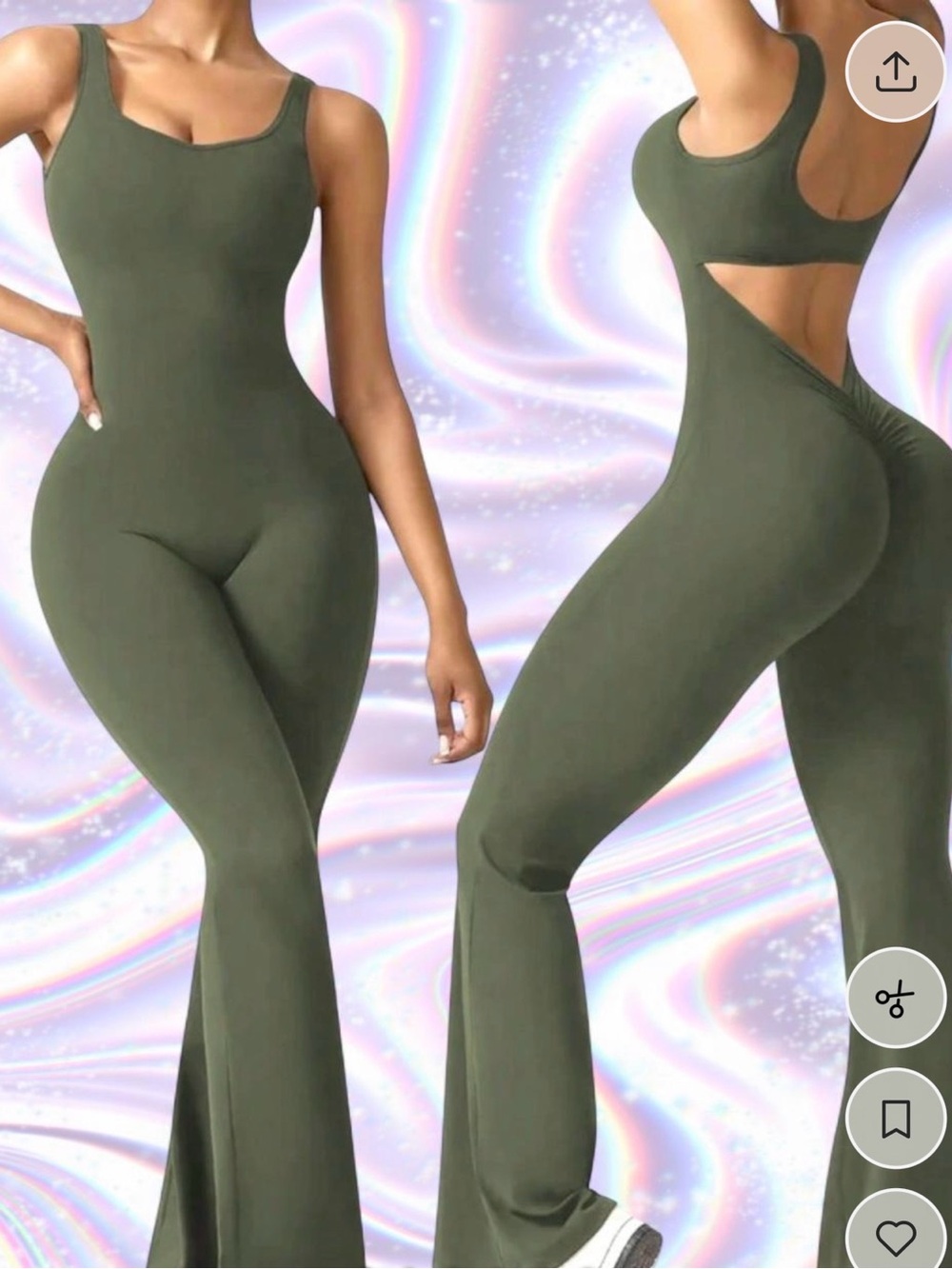 Olive Green Women's Scoop-Back Jumpsuit